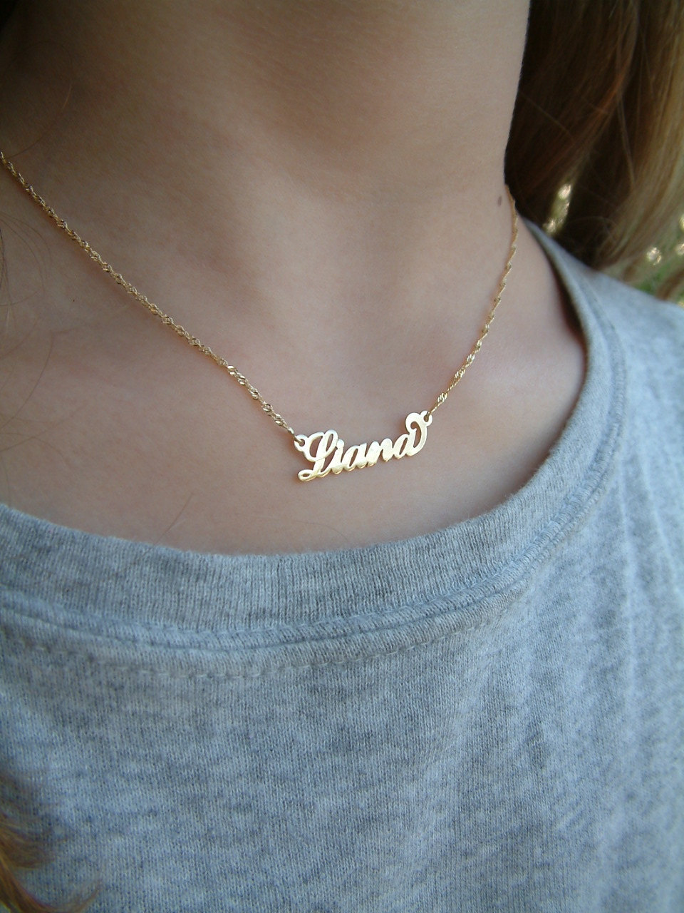My Name Necklace Small Child Size 14 Twisted Singapore Chain Order Any Name Solid 14k Gold Not Gol On Luulla
