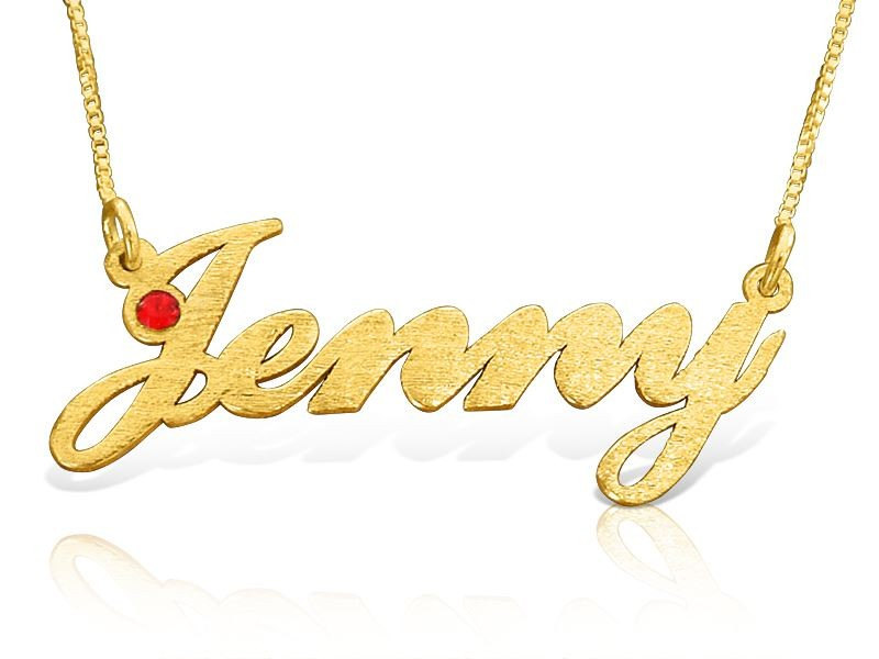 Solid Yellow 14k Gold Name Necklace Custom Made Jenny Style 8 Mm Upgraded Nameplate Thickness Pers On Luulla