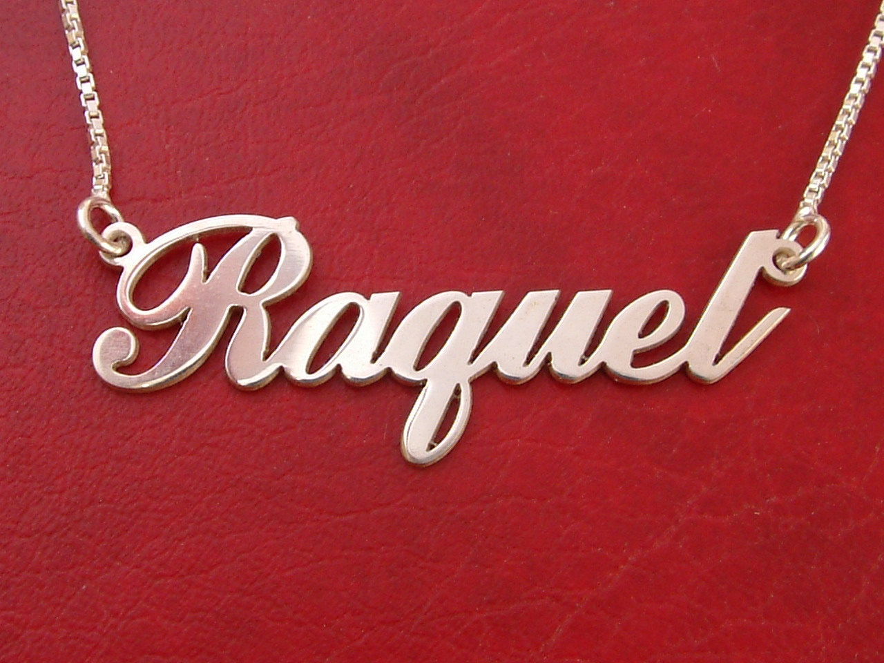 Sterling Silver Nameplate Necklace Order Any Name Or Word Raquel Writing Style Monogram Pendant Initials Chain And Upgraded